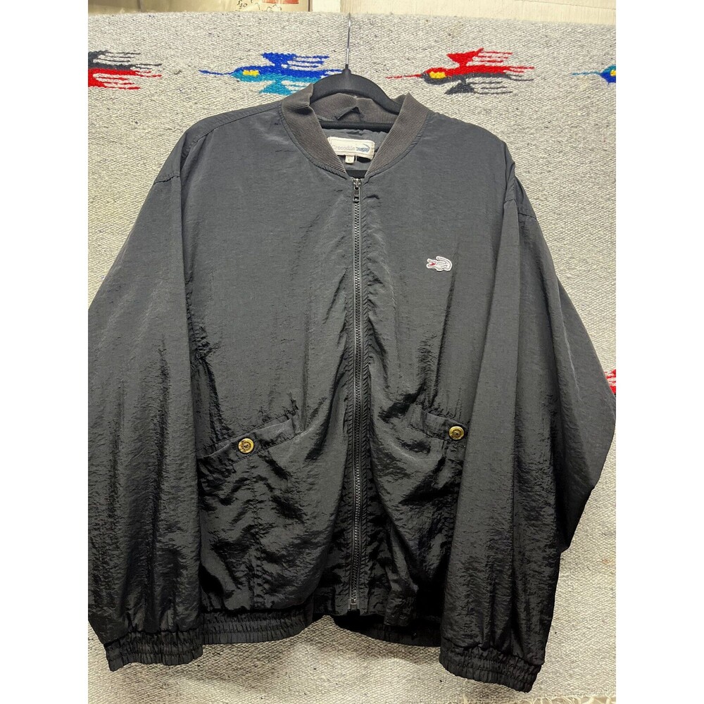 Vintage Crocodile Black windbreaker bomber jacket Large